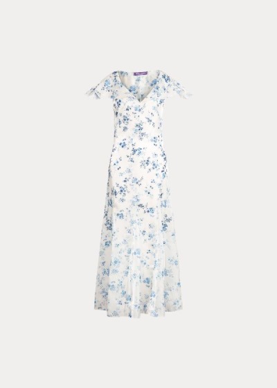 Vestidos Ralph Lauren Mujer Azules / Blancos - Kegan Floral Evening - YCINV6342